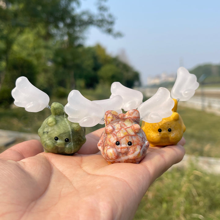 Natural Crystal Cute Wing Flying Pig
