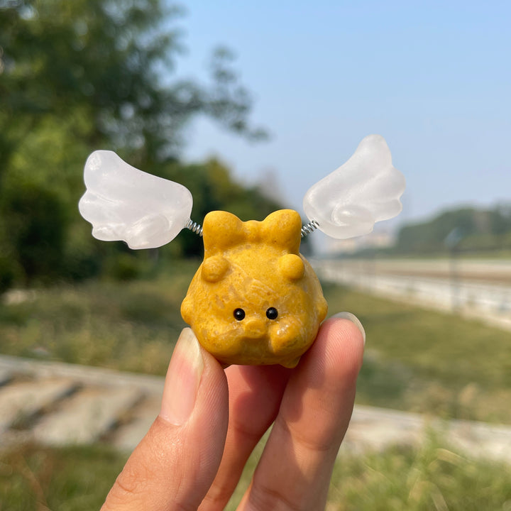 Natural Crystal Cute Wing Flying Pig