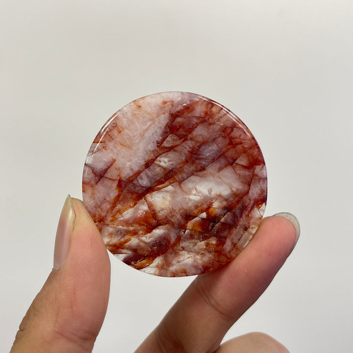 Natural Fire Quartz Crystal Round Disc