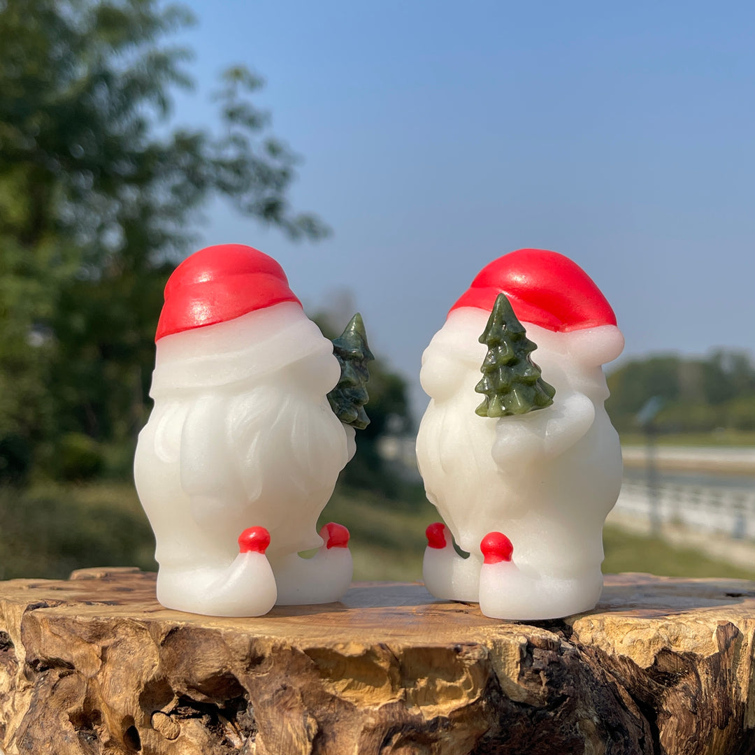 Natural Crystal Cute White Jade Santa Gnome