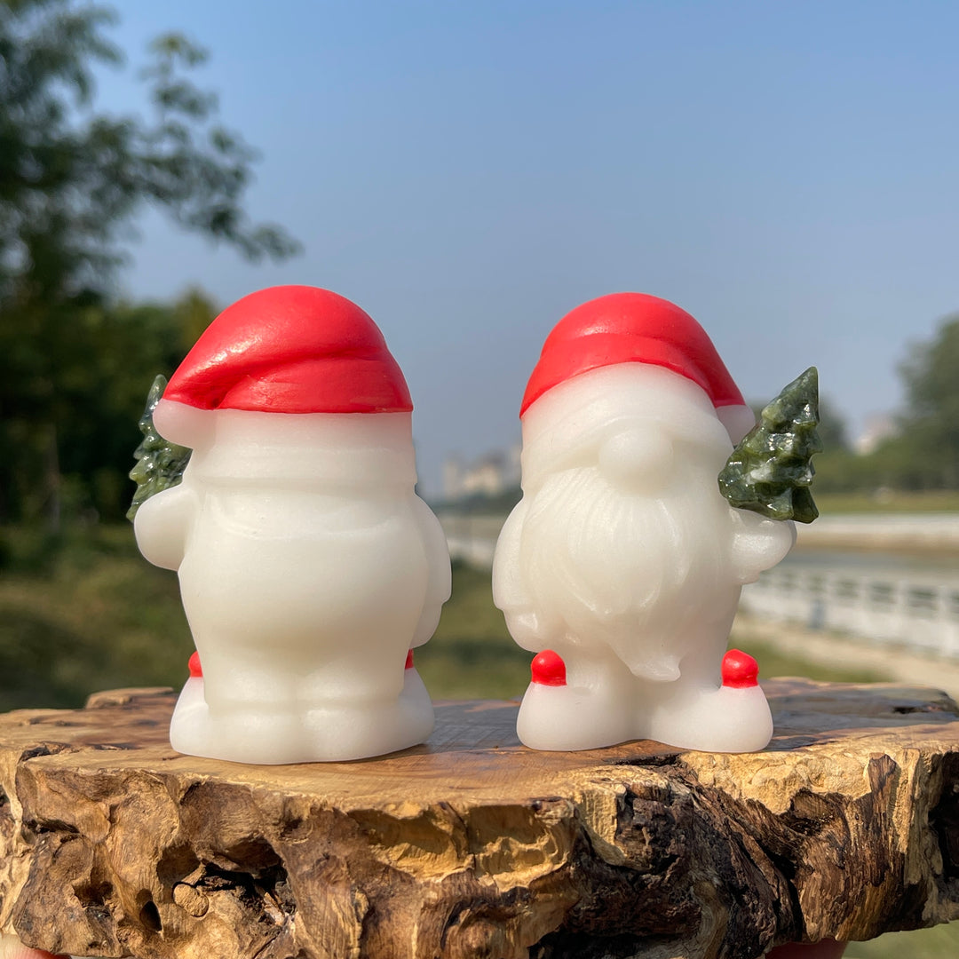 Natural Crystal Cute White Jade Santa Gnome