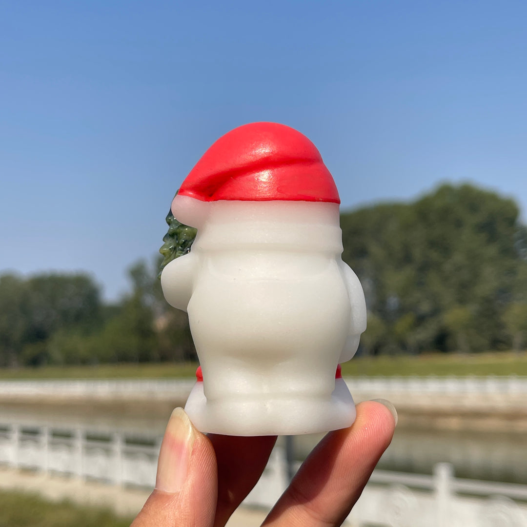 Natural Crystal Cute White Jade Santa Gnome