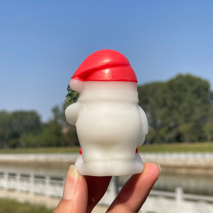 Natural Crystal Cute White Jade Santa Gnome