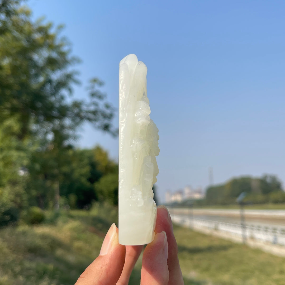 Unique,Natural Crystal Carving Afghanistan Jade Mountain Landscape