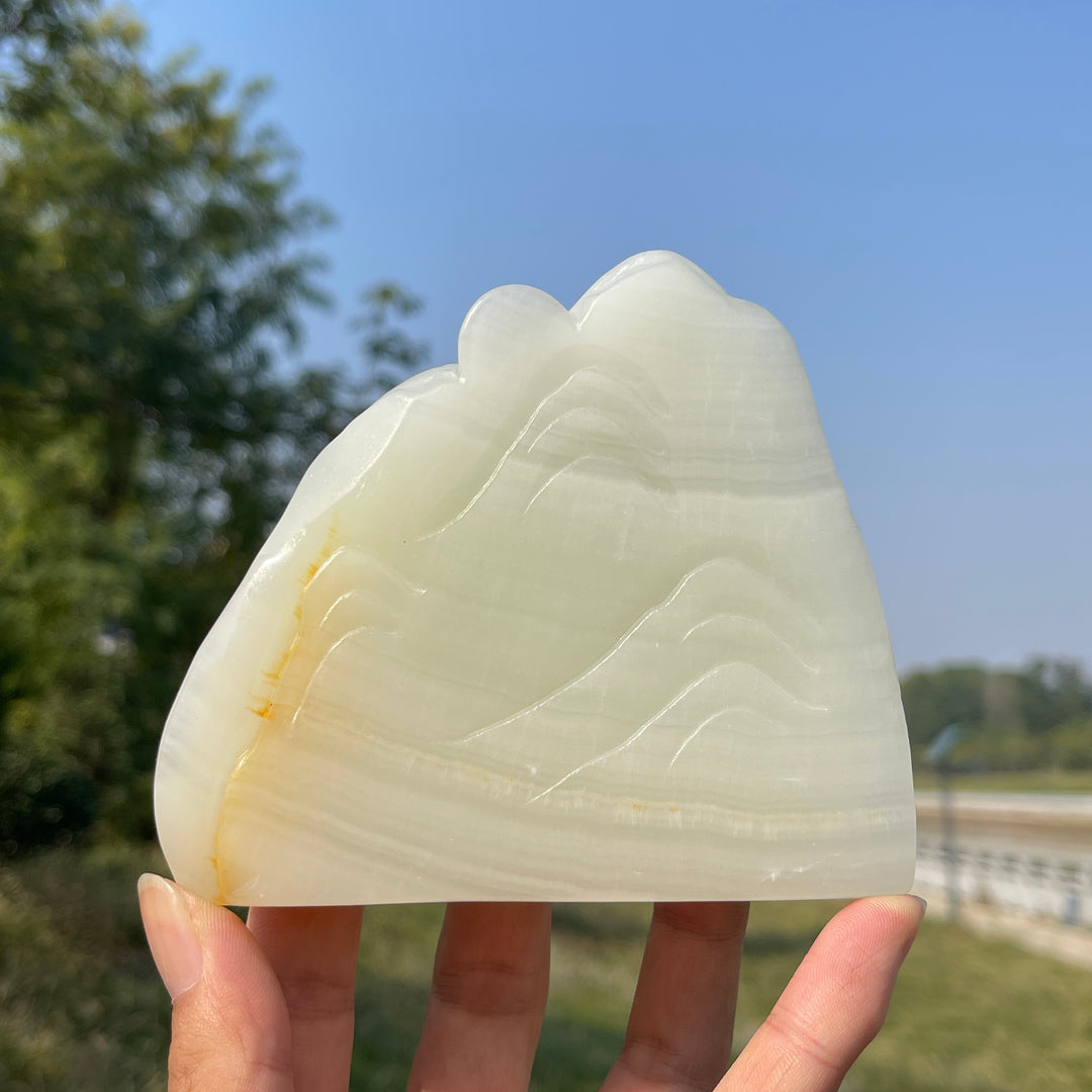 Unique,Natural Crystal Carving Afghanistan Jade Mountain Landscape