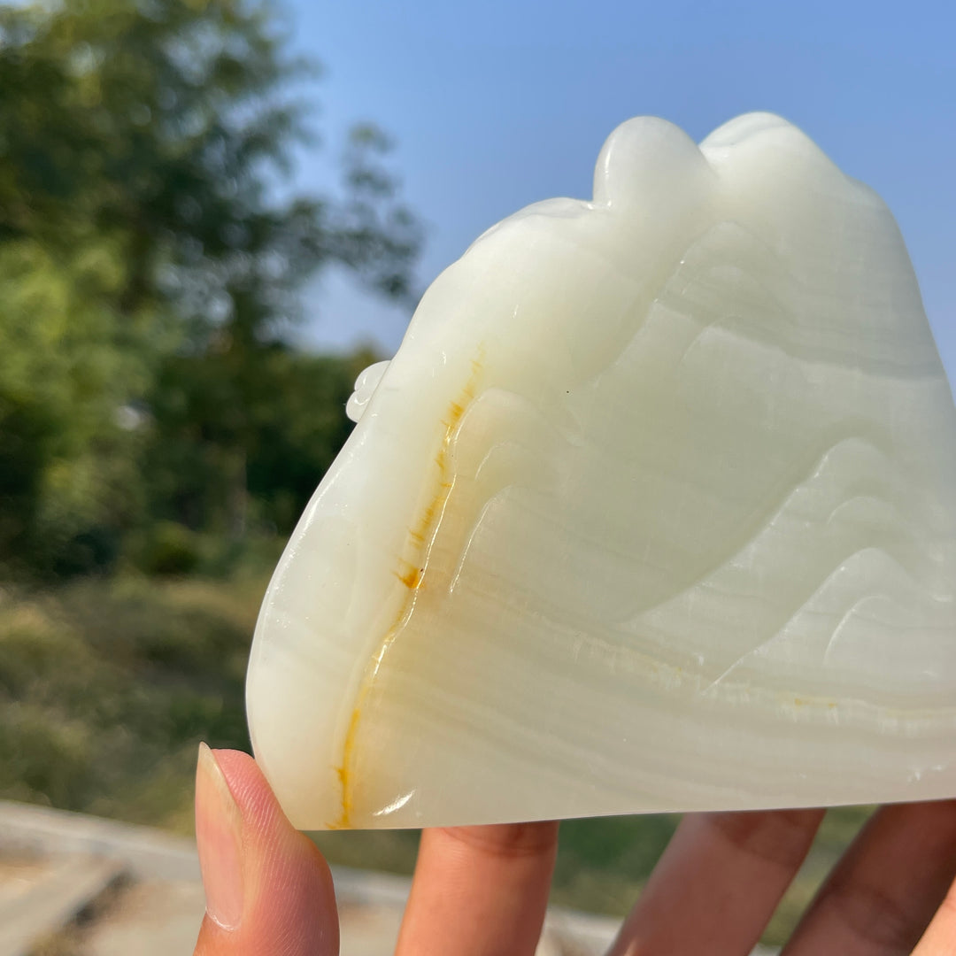 Unique,Natural Crystal Carving Afghanistan Jade Mountain Landscape