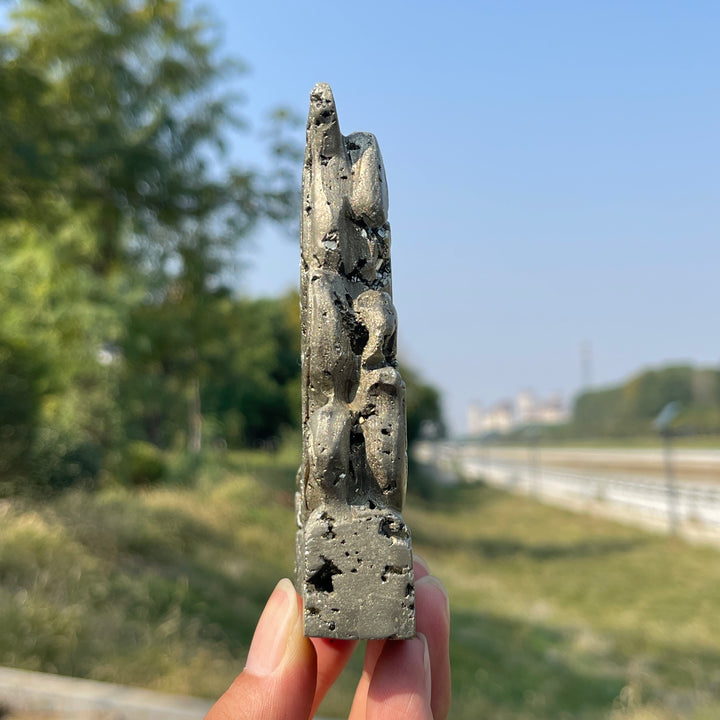 Unique,Natural Crystal Carving Pyrite Nine Tailed Fox