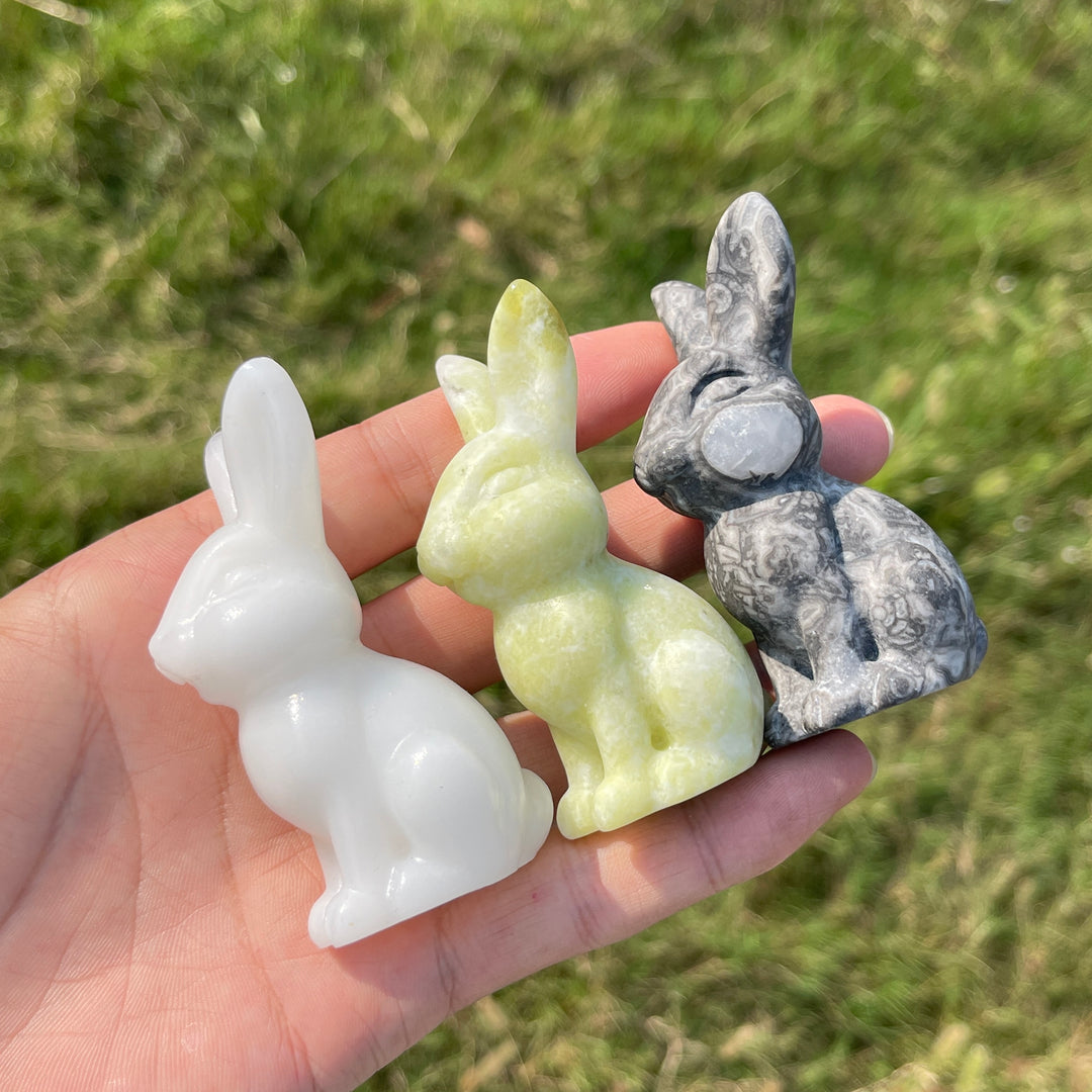 Natural Crystal Long Ear Rabbit Carving