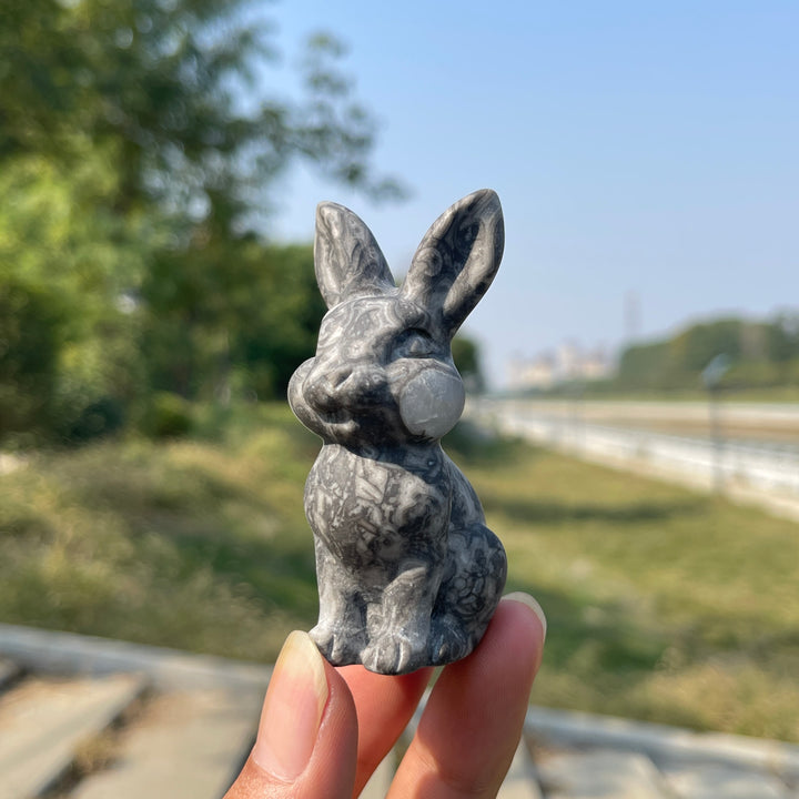 Natural Crystal Long Ear Rabbit Carving