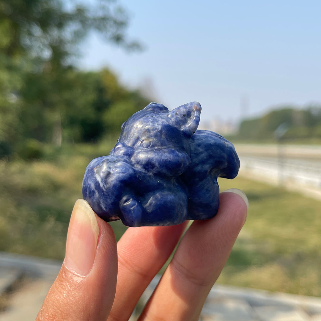 Natural Crystal Carving Cute Squirrel Holding Pinecone