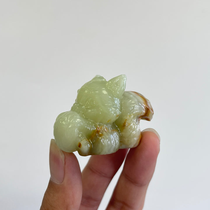 Natural Crystal Carving Cute Squirrel Holding Pinecone