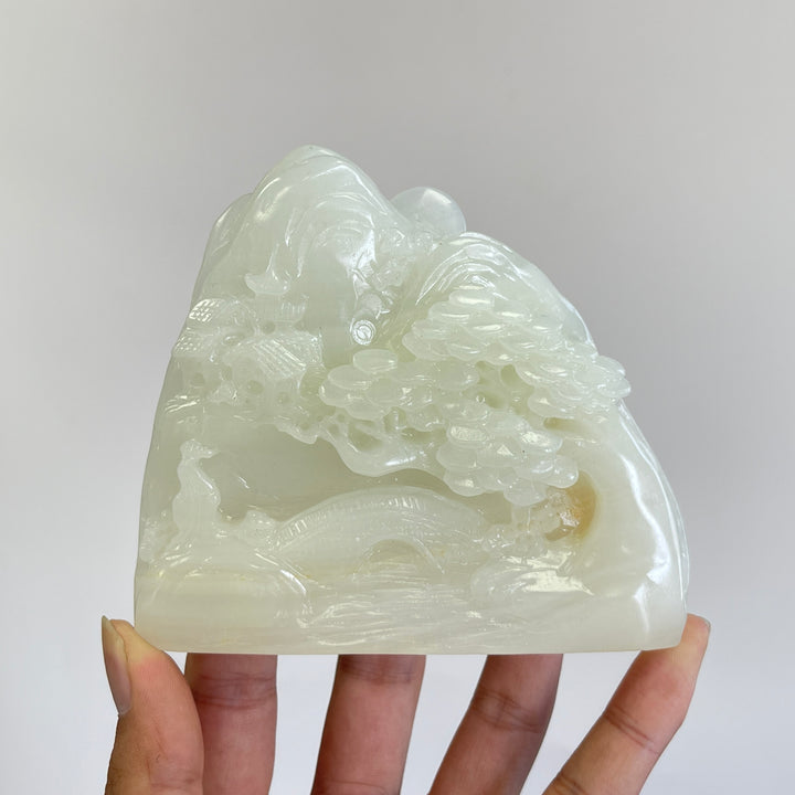 Unique,Natural Crystal Carving Afghanistan Jade Mountain Landscape