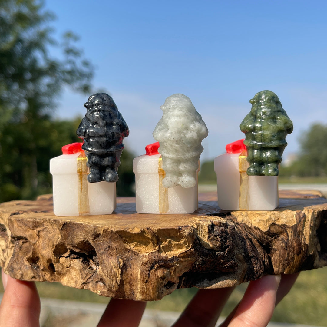 Natural Crystal Santa On Gift Box