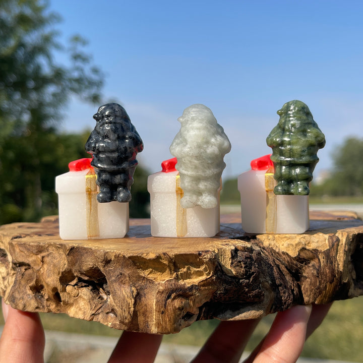 Natural Crystal Santa On Gift Box