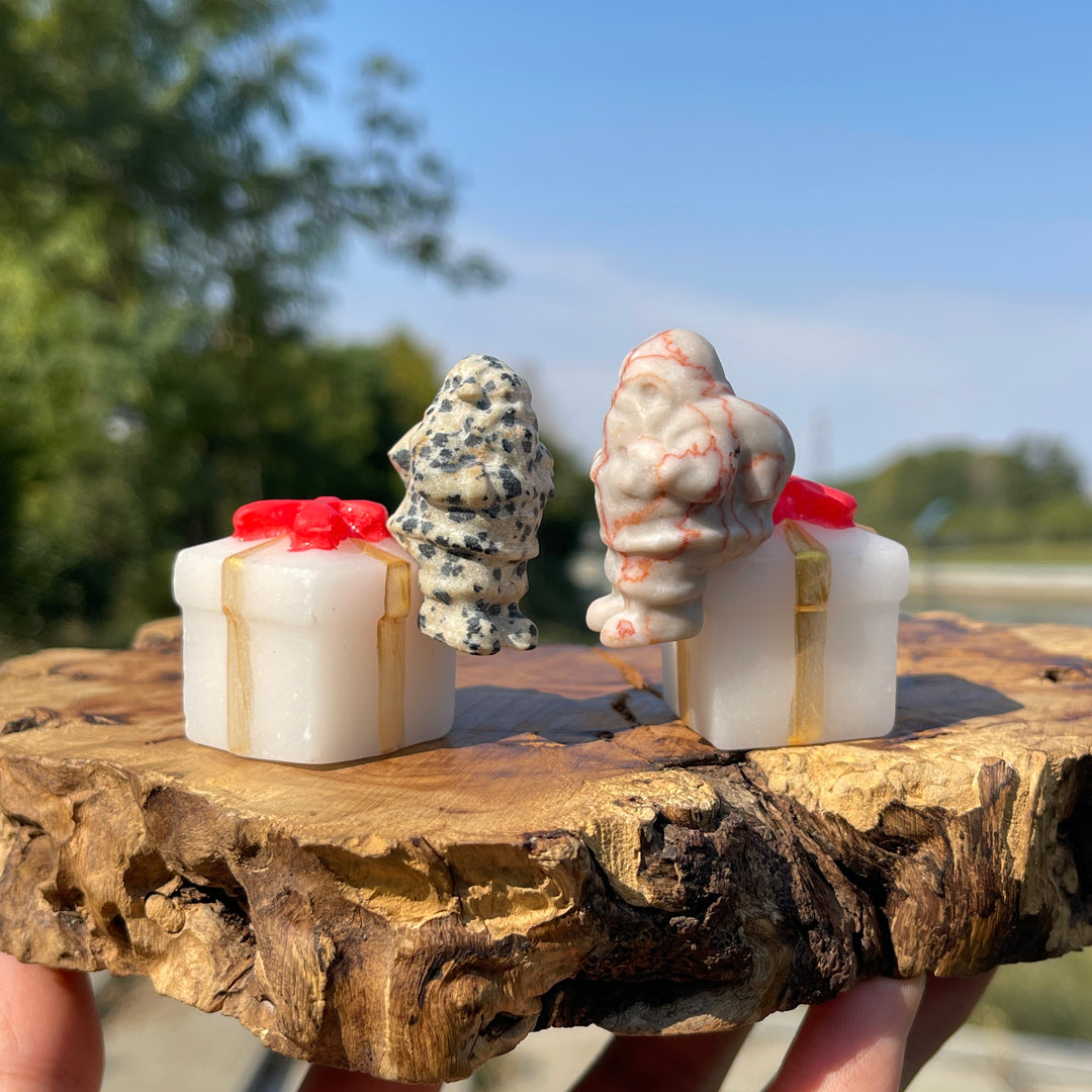 Natural Crystal Santa On Gift Box