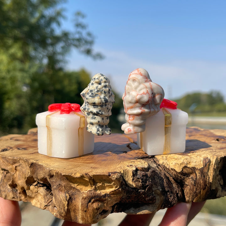 Natural Crystal Santa On Gift Box