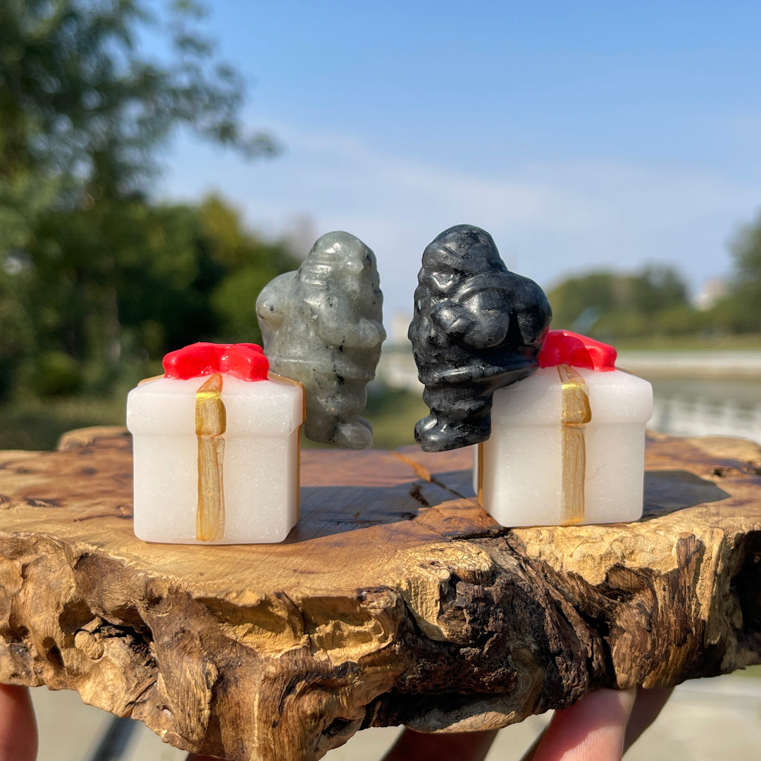 Natural Crystal Santa On Gift Box