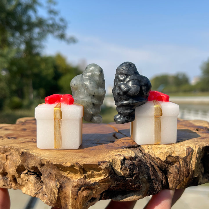 Natural Crystal Santa On Gift Box