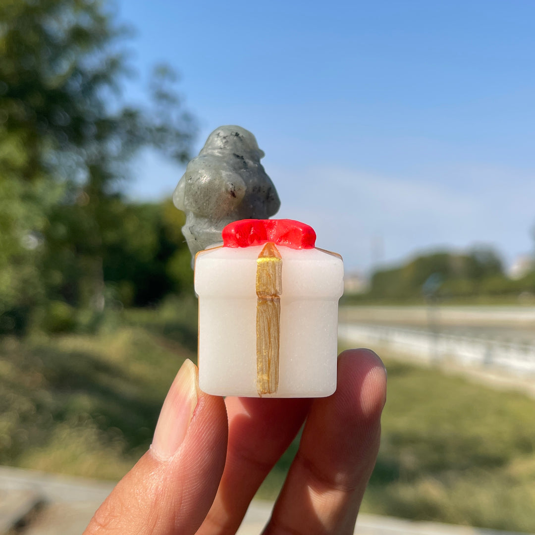 Natural Crystal Santa On Gift Box