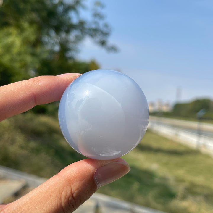 Natural Crystal Blue Chalcedony Sphere
