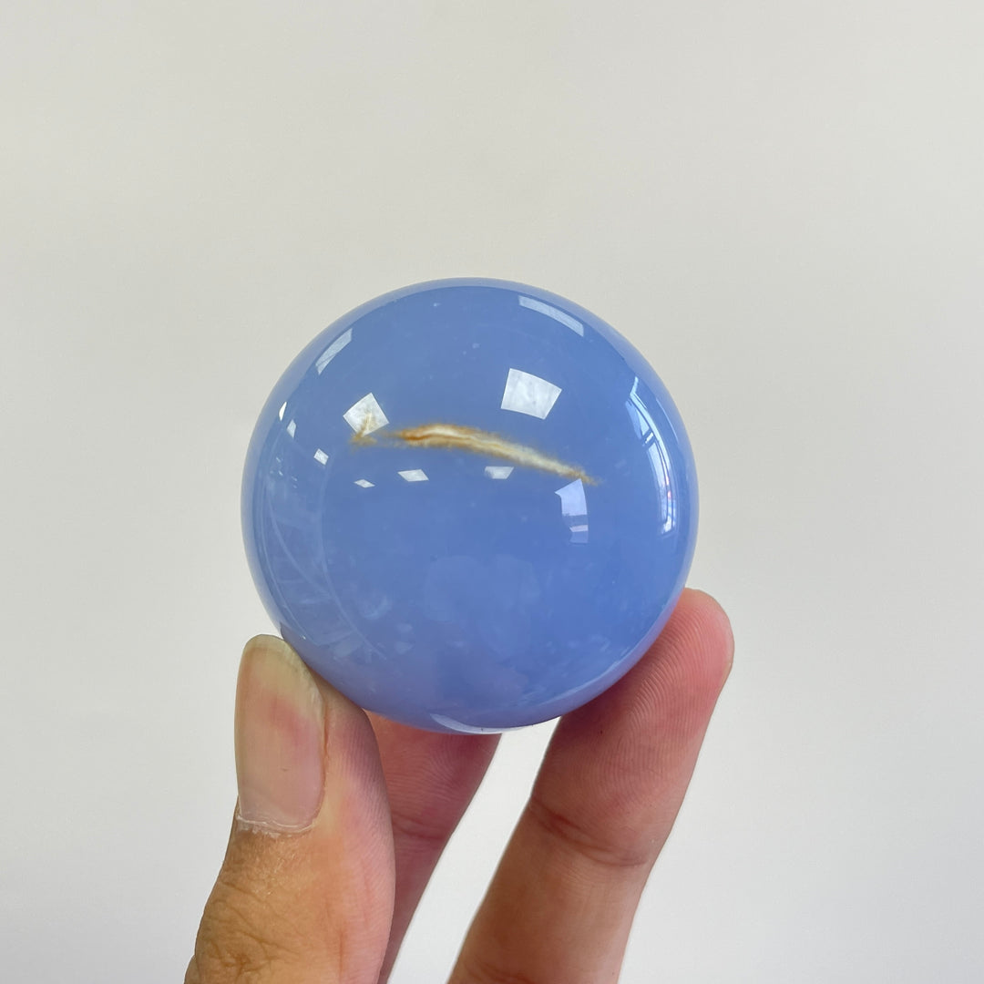 Natural Crystal Blue Chalcedony Sphere