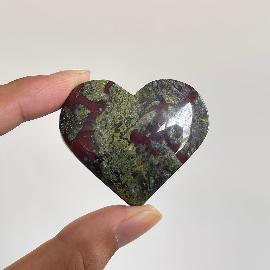 Natural Dragon Blood Stone Crystal Heart