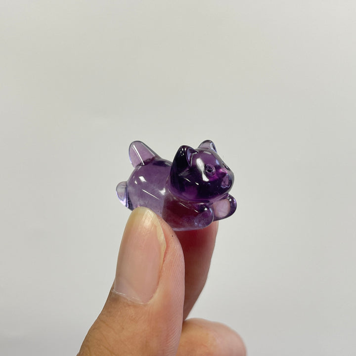 Natural Crystal Carving Cute Fluorite Wiggle Cat