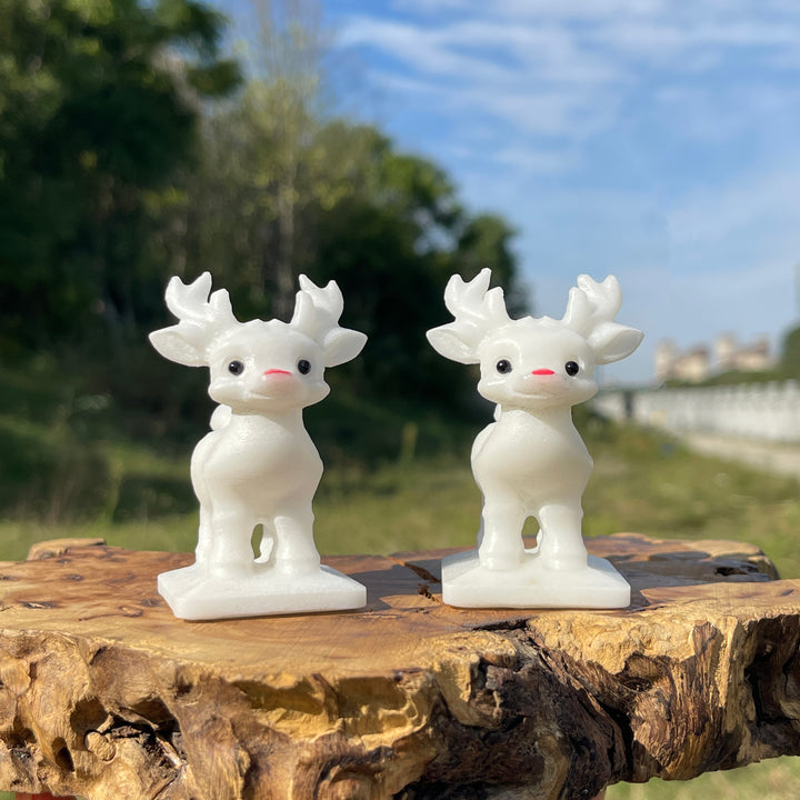 Natural Crystal Cute White Jade Christmas Deer