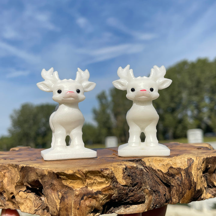 Natural Crystal Cute White Jade Christmas Deer
