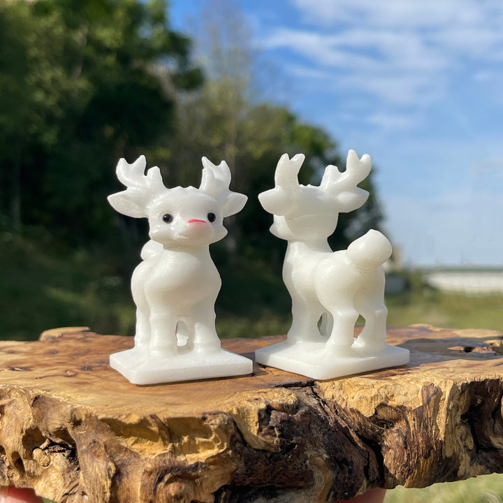 Natural Crystal Cute White Jade Christmas Deer