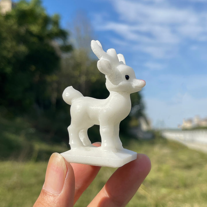 Natural Crystal Cute White Jade Christmas Deer