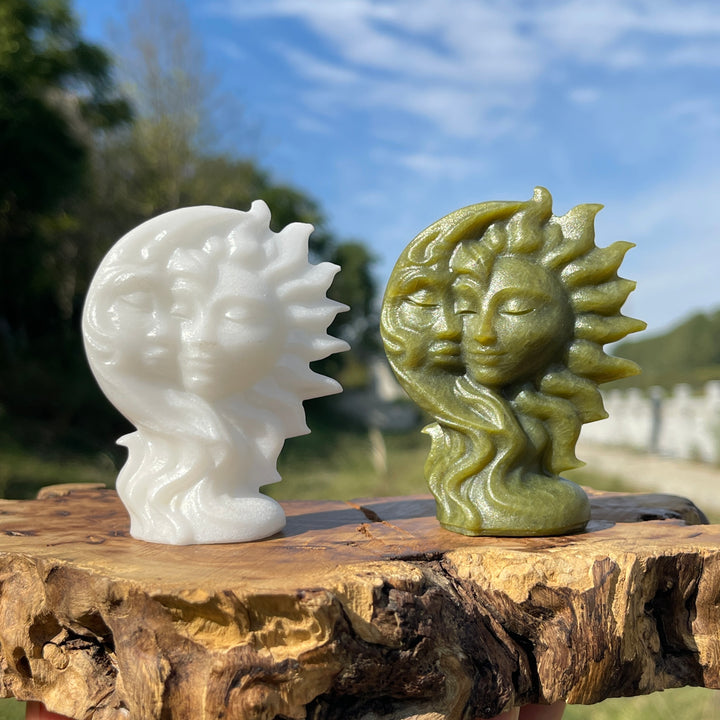 A Slightly Imperfect Natural Crystal Carving Sun With Moon Face