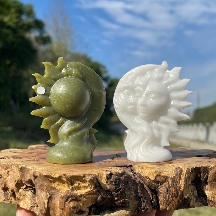 A Slightly Imperfect Natural Crystal Carving Sun With Moon Face