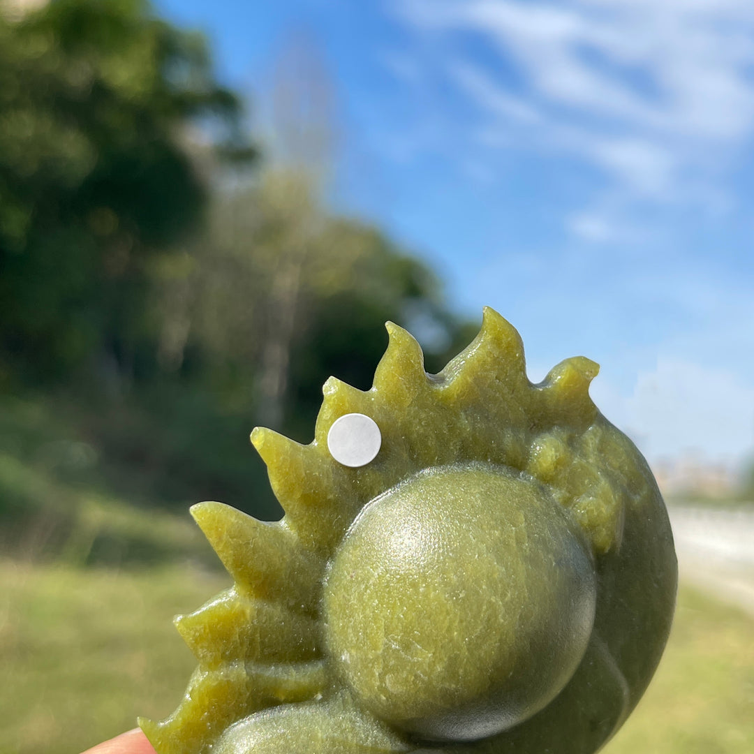 A Slightly Imperfect Natural Crystal Carving Sun With Moon Face