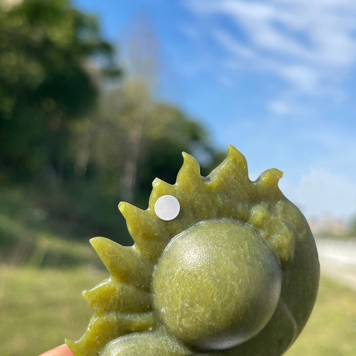 A Slightly Imperfect Natural Crystal Carving Sun With Moon Face