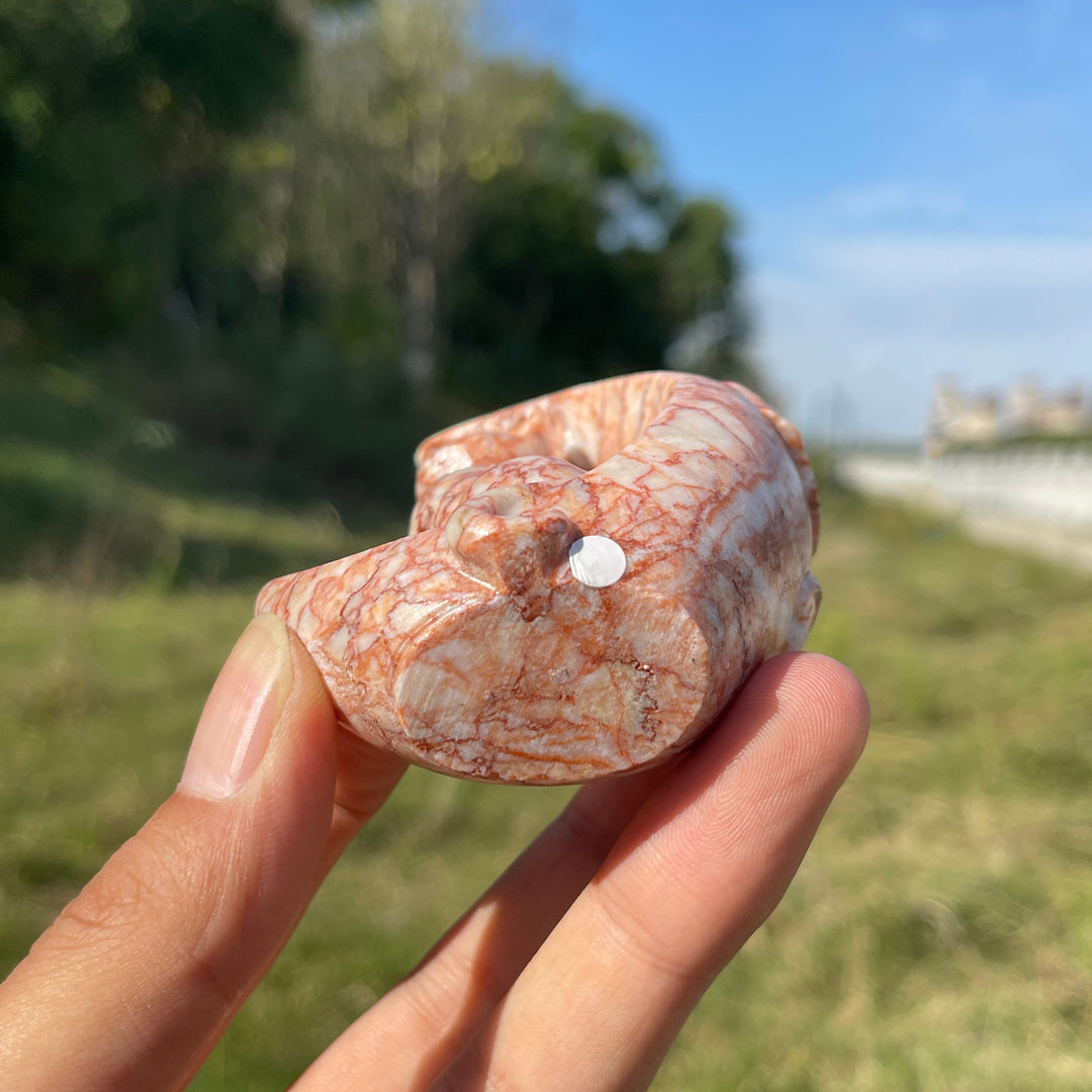 A Slightly Imperfect Natural Crystal Cute Cat On Moon Carving