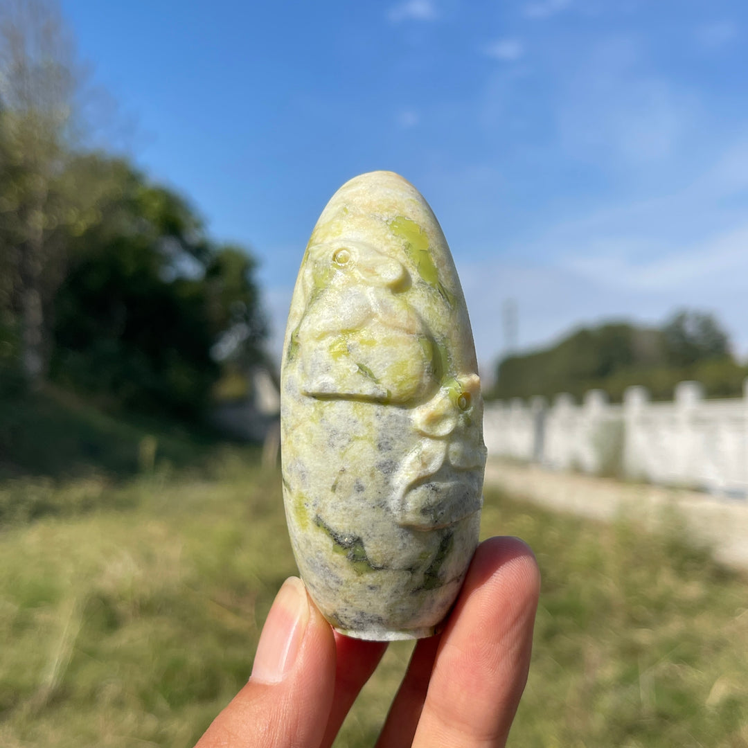 A Slightly Imperfect Natural Crystal Cute Cat On Moon Carving