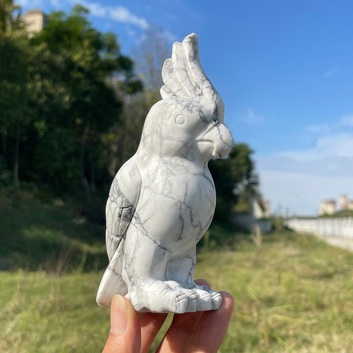 Unique,A Slightly Imperfect Natural Crystal Carving Howlite Parrot