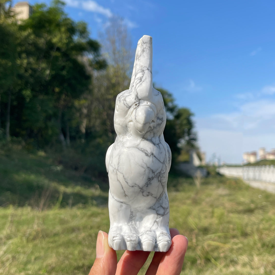 Unique,A Slightly Imperfect Natural Crystal Carving Howlite Parrot