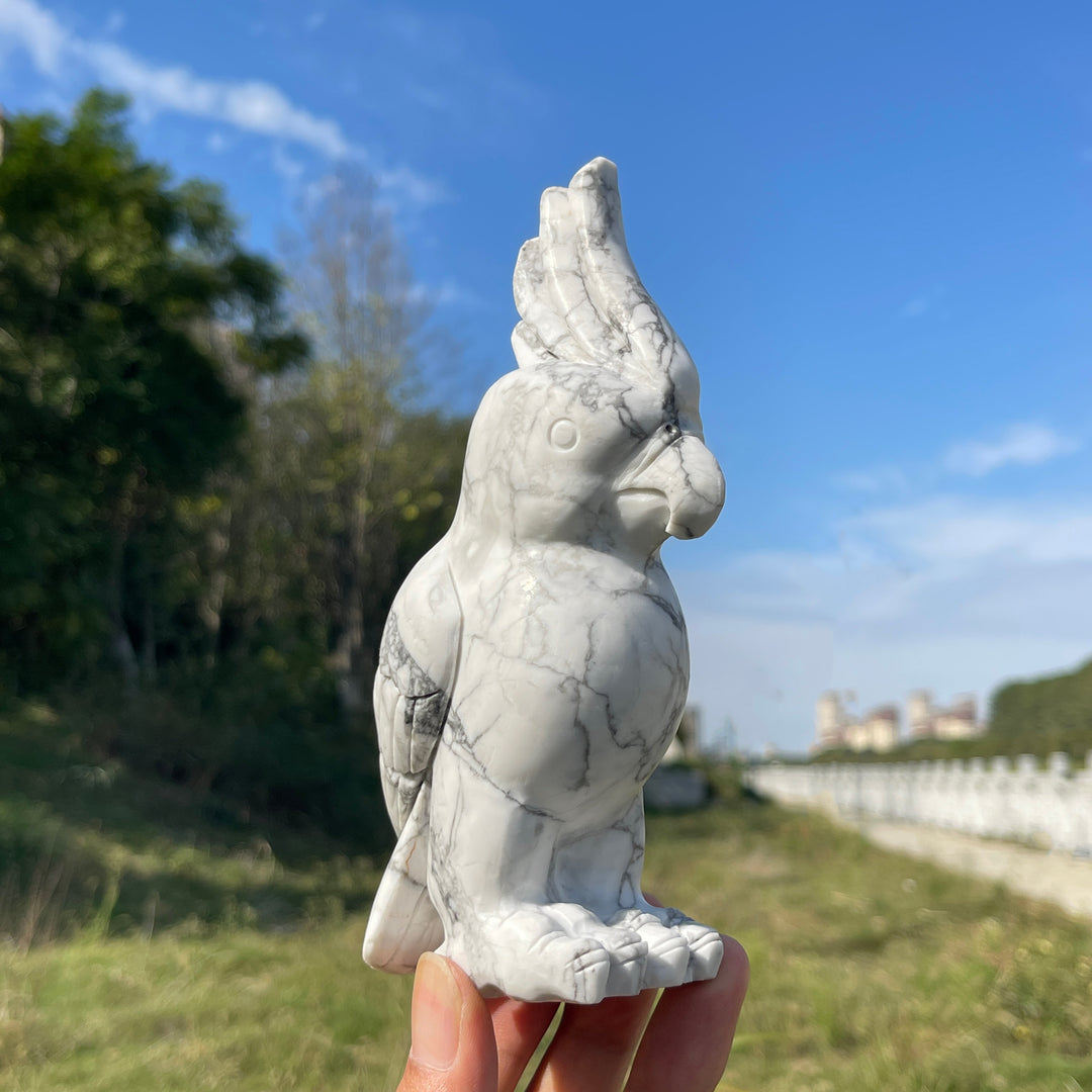 Unique,A Slightly Imperfect Natural Crystal Carving Howlite Parrot