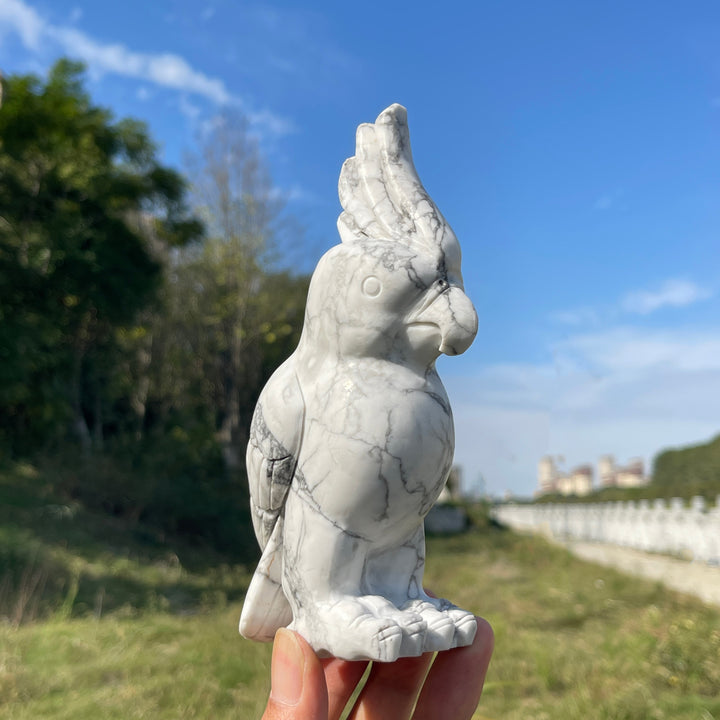 Unique,A Slightly Imperfect Natural Crystal Carving Howlite Parrot