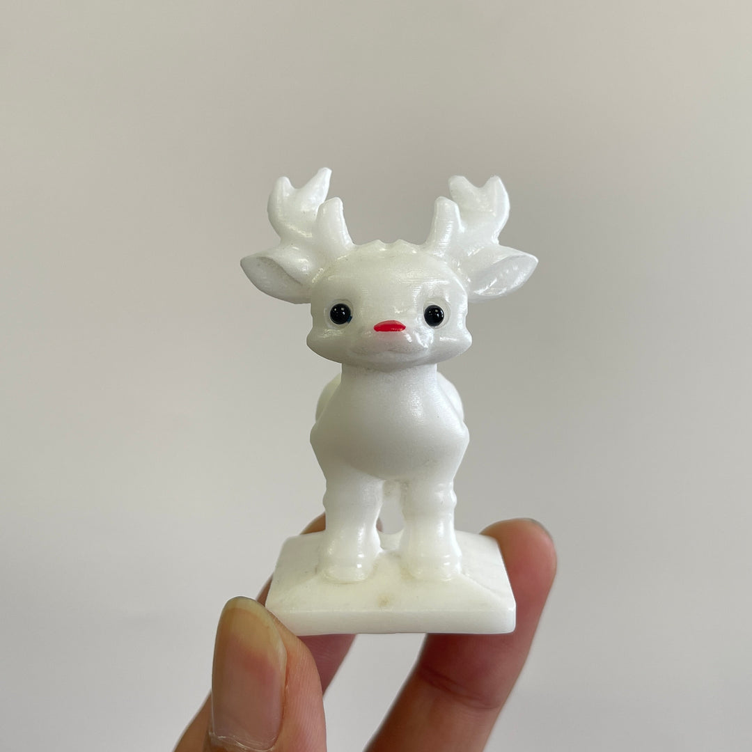 Natural Crystal Cute White Jade Christmas Deer