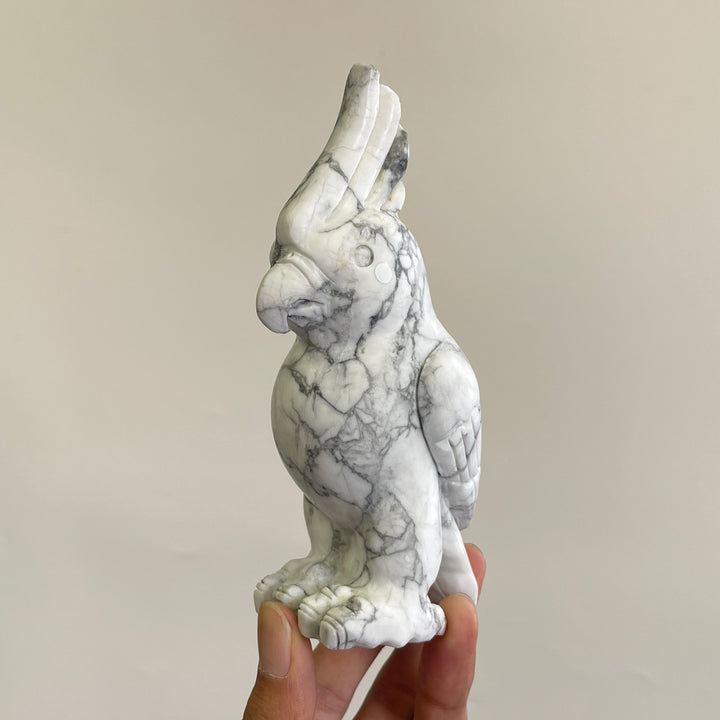 Unique,A Slightly Imperfect Natural Crystal Carving Howlite Parrot