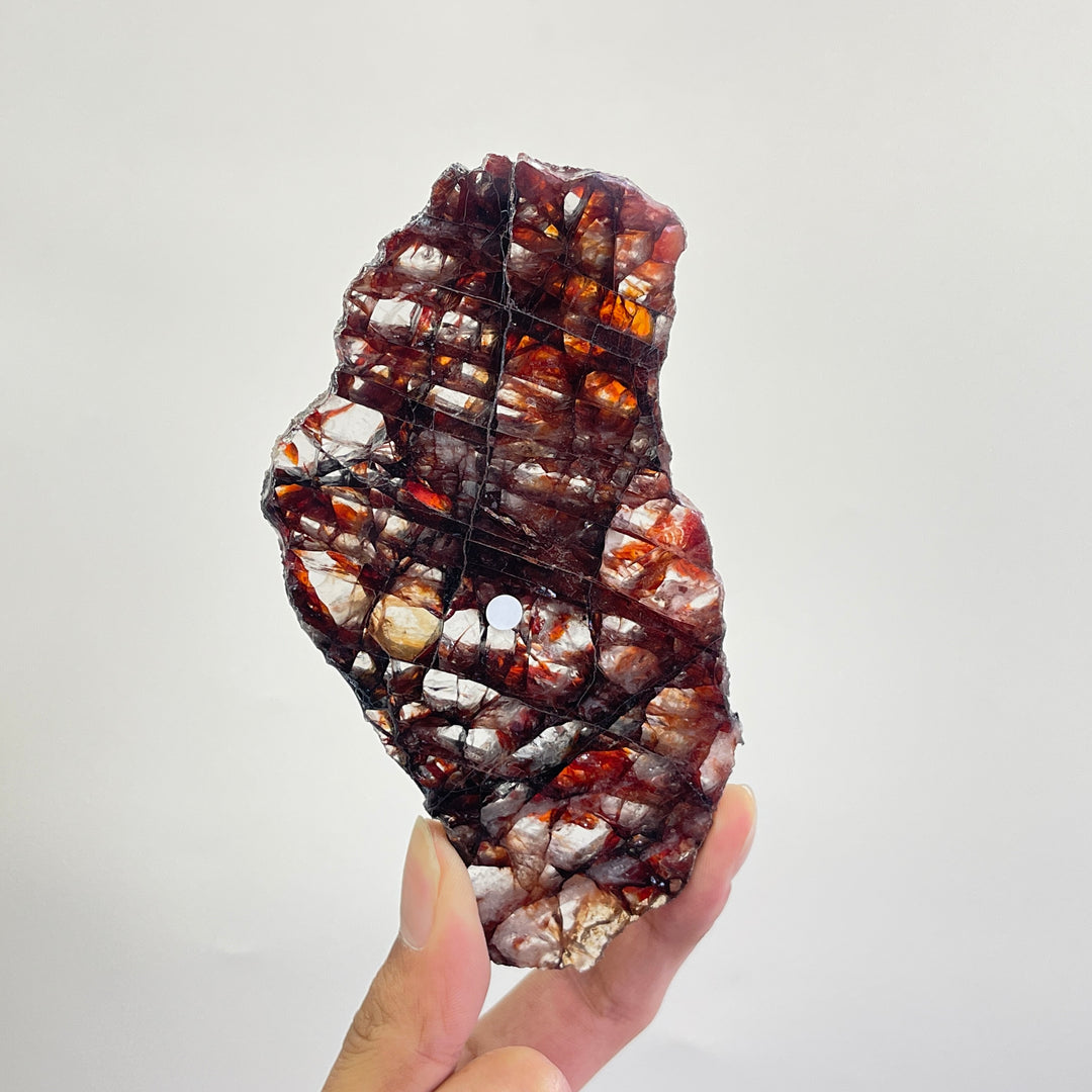 Unique,A Slightly Imperfect Natural Vibrant Fire Quartz Slice