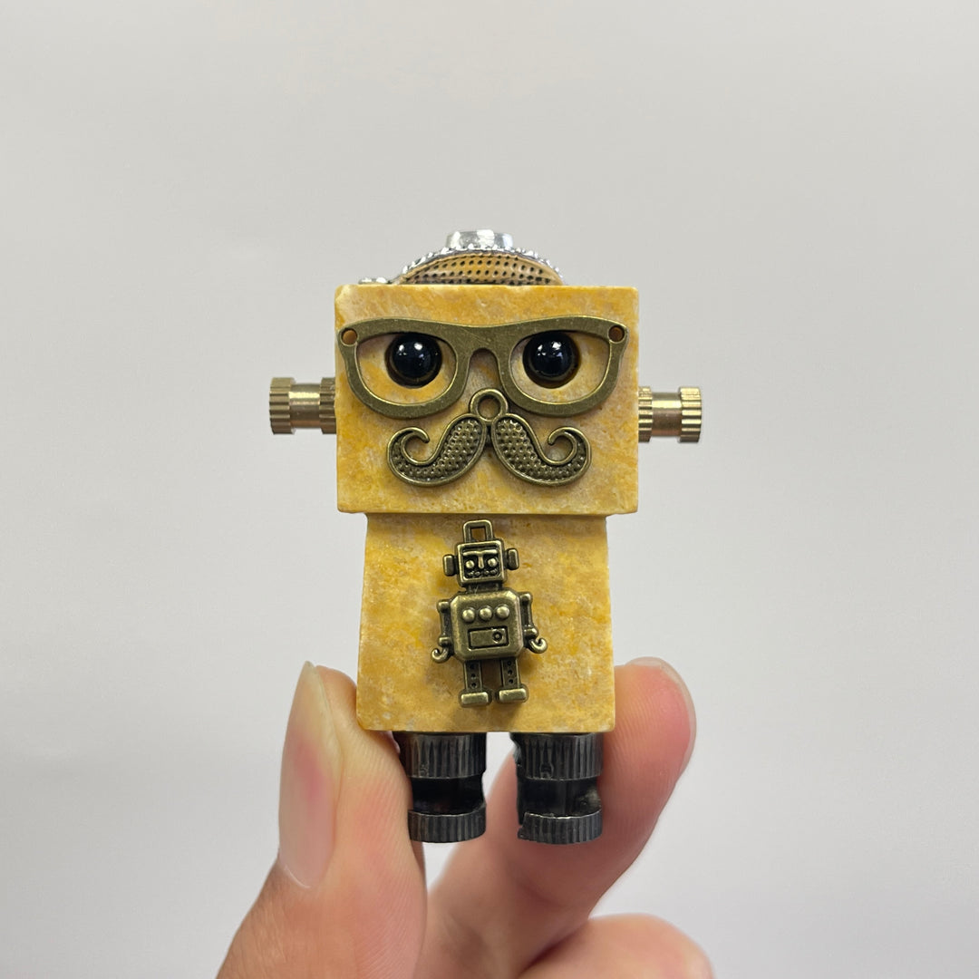 A Slightly Imperfect Natural Crystal Yellow Aventurine Robot