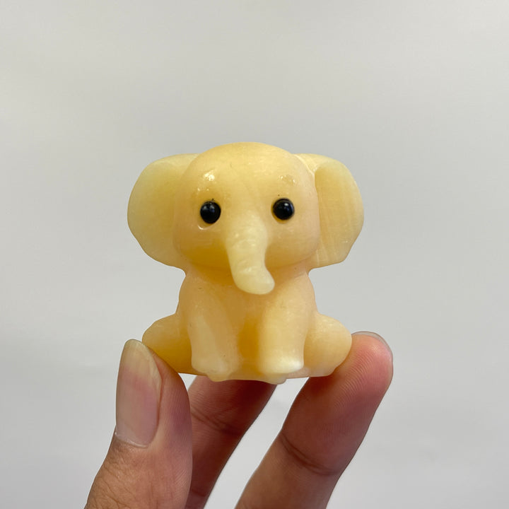Natural Crystal Carving Cute Sitting Elephant