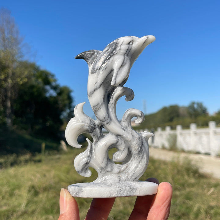 Unique,Natural Crystal TaiJi Stone Exquisite Dolphin