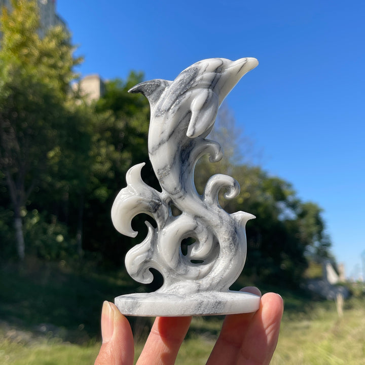 Unique,Natural Crystal TaiJi Stone Exquisite Dolphin
