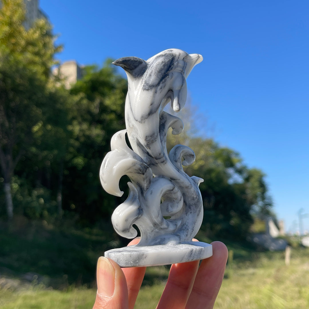 Unique,Natural Crystal TaiJi Stone Exquisite Dolphin