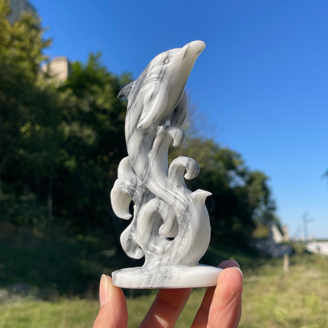 Unique,Natural Crystal TaiJi Stone Exquisite Dolphin